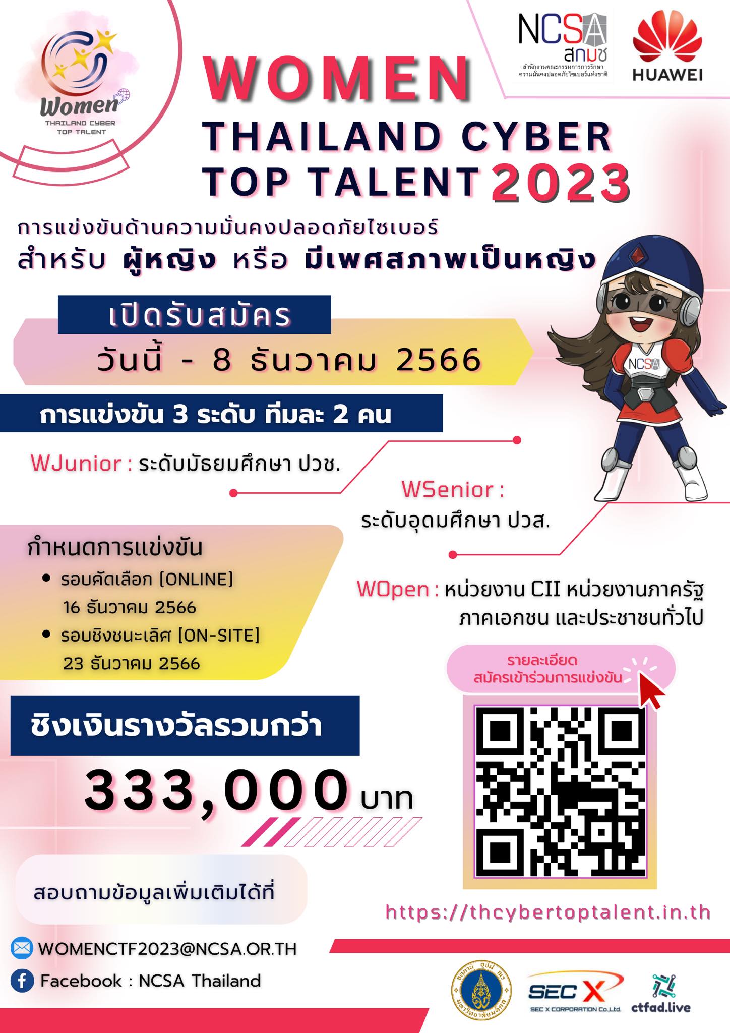 ประชาสัมพันธ์เข้าร่วมการแข่งขัน Woman Thailand Cyber Top Talent 2023